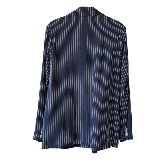 Danielle Bernstein WeWoreWhat Striped Navy Oversized Academia Fall Blazer Medium - Picture 3 of 8